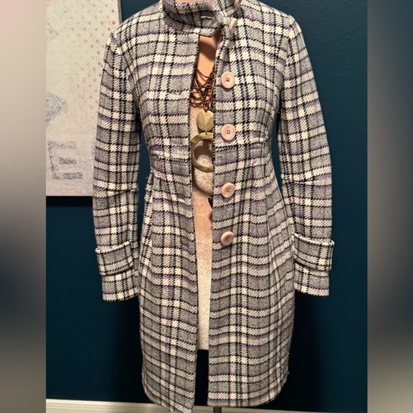 Sisley Wool Plaid Coat Size 38(xs) - Picture 2 of 10